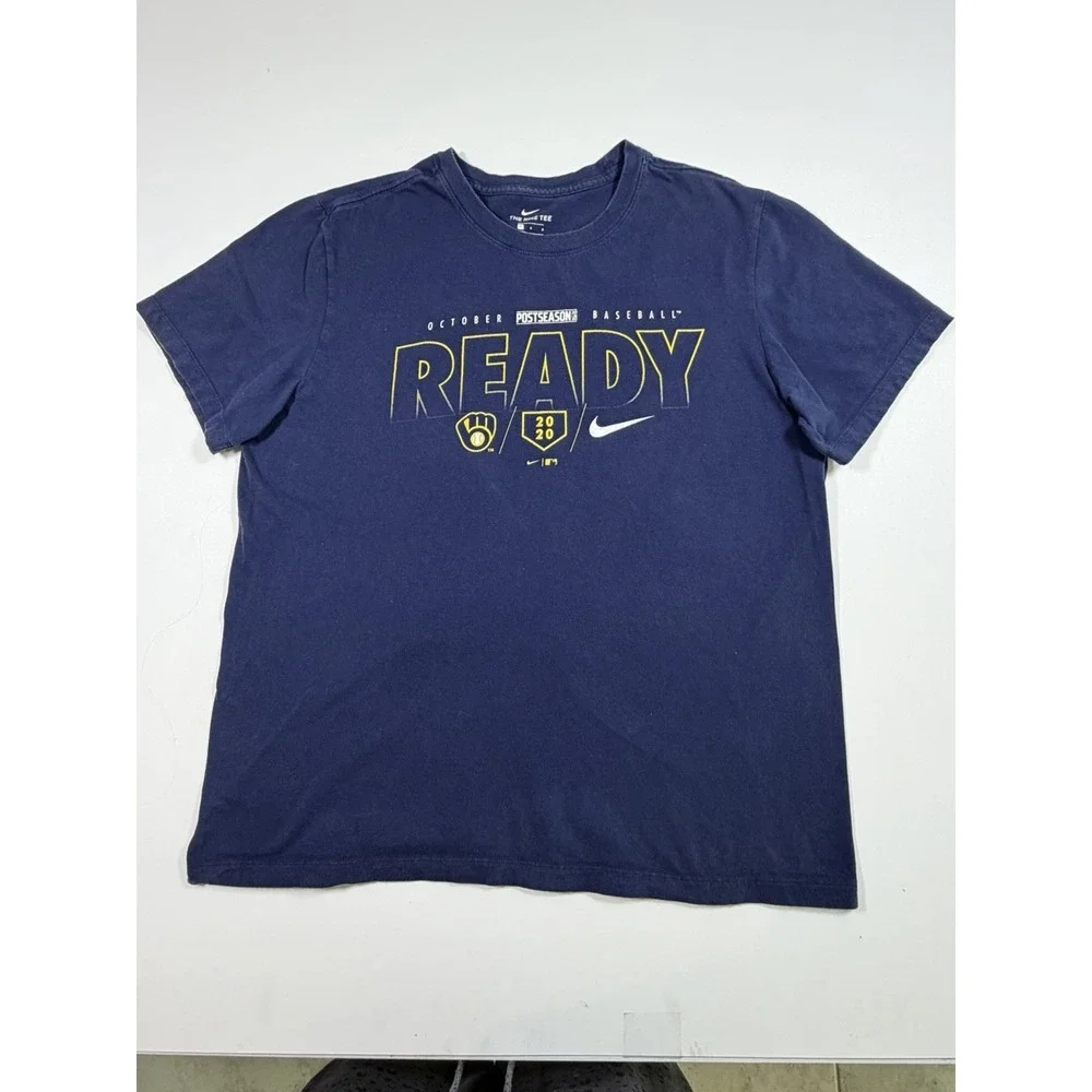 Nike Baseball MLB Milwaukee Brewers Size Large Shirt 2020 Post Season Ready